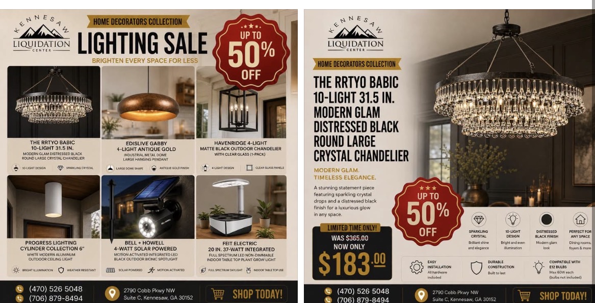 Home Decorators Collection lighting sale with chandeliers and ceiling fixtures up to 50% off